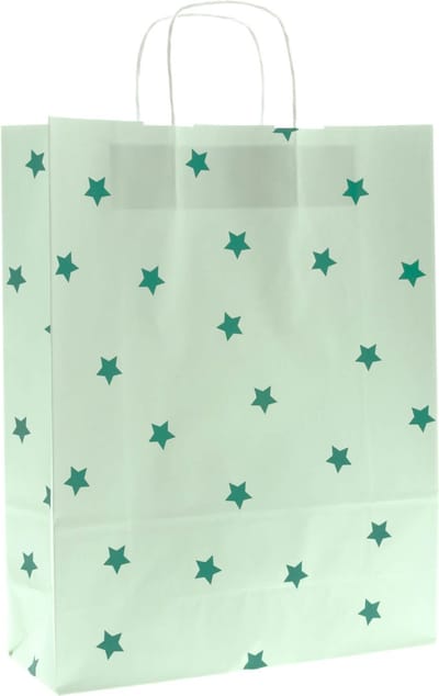 Papieren tasjes 50 stuks - Groen en Print / Multi colour - A3 32x41x12 - Cadeautasjes - Papieren tasjes met handvat