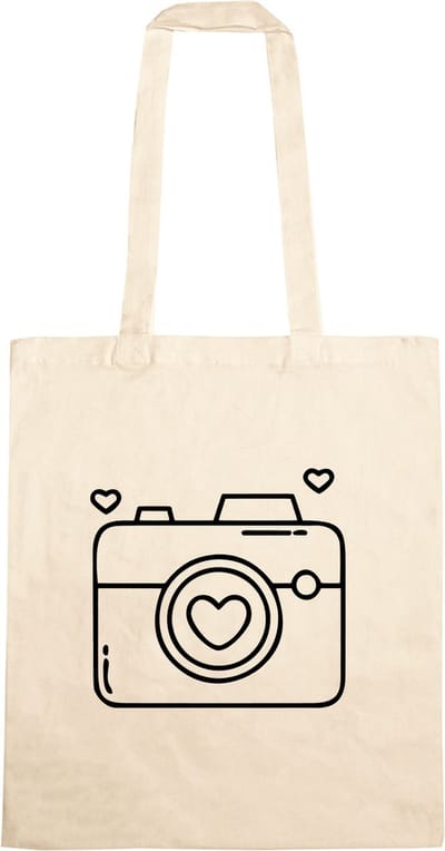 Katoenen Tas Met Camera - Tas Met Afbeelding Van Fototoestel - Tas Van Katoen