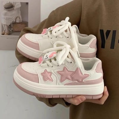 Vendre Nouveaux Baskets à Plateforme Roses Kawaii Femmes Vintage Vulcanisé Printemps Été Décontracté Tennis Féminin Chaussures Plates 40 white