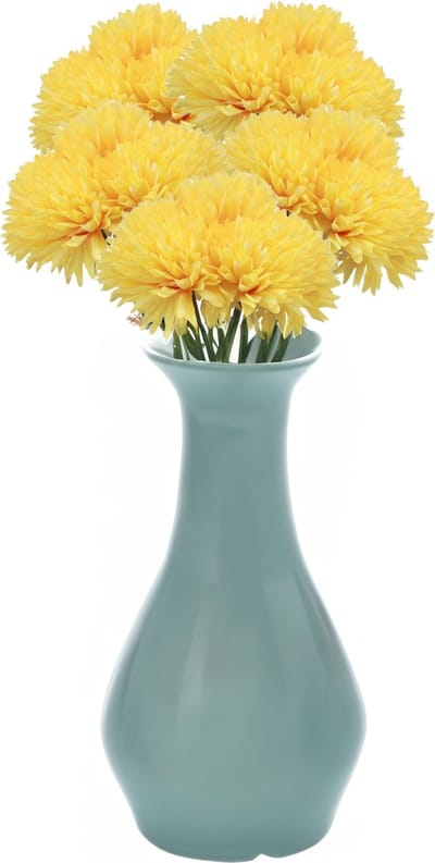 Chaks Kunstbloemen boeket dahlia - 5x - geel - 26 cm - bloemstuk - onderhoudsvrij