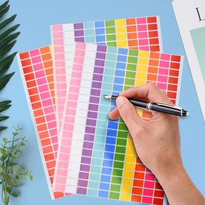 Dailygoods - Set van 2000 rechthoekige gekleurde stickers, 13x19mm zelfklevende etiketten met 10 verschillende kleuren, effen kleine stickers, beschrijfbaar, goede viscositeit - voor prijsbepaling, organisatie