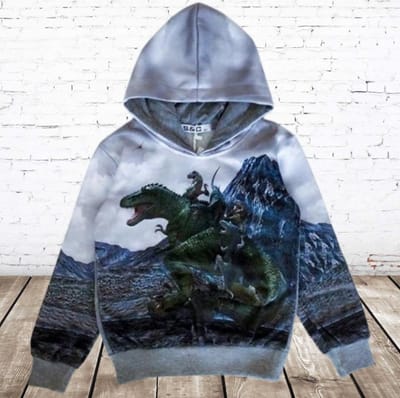 Stoere hoodie met dino h154 - Grijs - 86/92