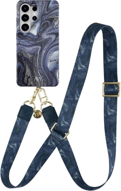 AVY Hoesje Met Telefoonkoord | Geschikt voor Samsung Galaxy S26 Ultra | Compatibel met MagSafe & Qi2 | Hard Shell Back Cover | Stijlvol Bijpassend Koord Crossbody (130CM) | Obscura Blue