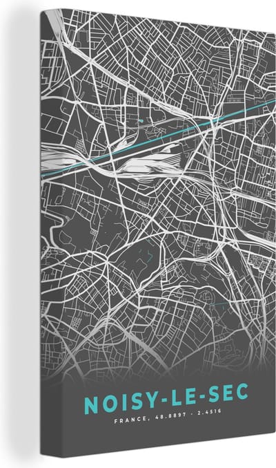 Canvas Schilderij Noisy-le-Sec - Frankrijk - Stadskaart - Kaart - Plattegrond - 20x30 cm - Wanddecoratie