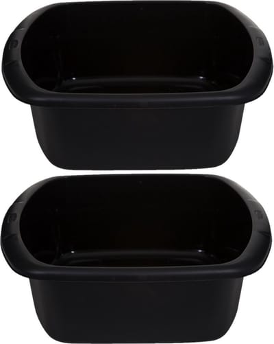 Whitefurze Afwasteil/afwasbak - 2 st - 7 liter - zwart - 32 x 28 x 13 cm