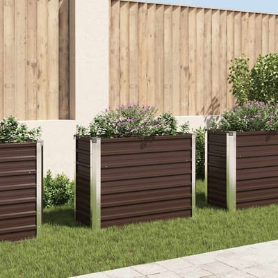 vidaXL - Plantenbak - verhoogd - 100x40x77 - cm - gegalvaniseerd - staal - bruin
