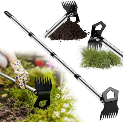 Onkruidtrekker met lange steel - 2-in-1 Tuinschoffel en Onkruidhark - Robuust Staal - Voor Tuin en Gazon