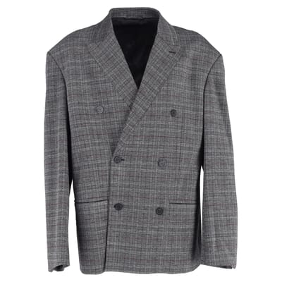 Balenciaga Double-Breasted Oversized geruite blazer in grijze viscose