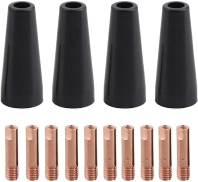 Lasaccessoires Kit - Mondstukken Tips - Efficiënt Lassen - Hittebestendig Koper - 4 Sproeiers 10 Tips - Zwart Koper