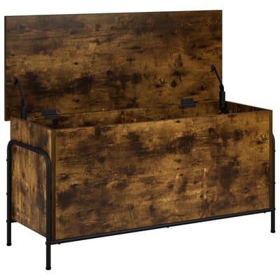vidaXL - Opbergbox - Gerookt - eiken - 80 - x - 40 - x - 49,5 - cm - Bewerkt - hout