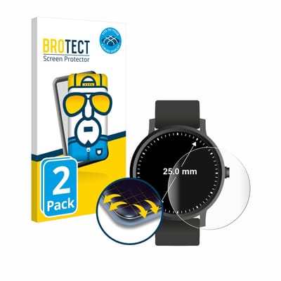 BROTECT - Screenprotector voor Horloges (Rond, ø: 25 mm) - Folie Beschermfolie transparant volledig dekking - 2 Stuks