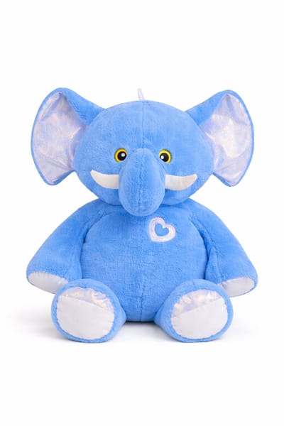 Eurocatch XXL Knuffel Olifant 72 cm Hoog - Grote Blauwe Pluche Olifant met Grote Flaporen, Slagtanden en Hartje - Zachte Knuffel als Cadeau voor Kinderen en Volwassenen