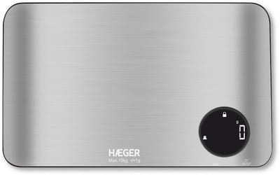 Haeger Precisie Keukenweegschaal - Tot 15 kg & Inclusief batterijen - RVS - Weegschaal Keuken - Tarra-functie - Digitaal - Zilver