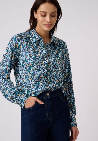 Damart - Overhemdblouse van warm tricot - Dames - Groen - XS