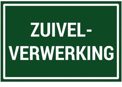 Zuivelverwerking bord | gecoat dibond materiaal | 18 x 12 cm