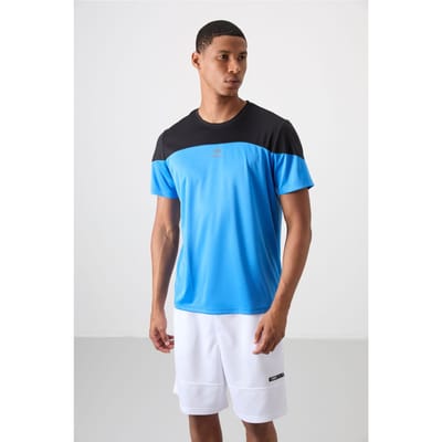 Heren T-shirt met kleurblokken en ronde hals