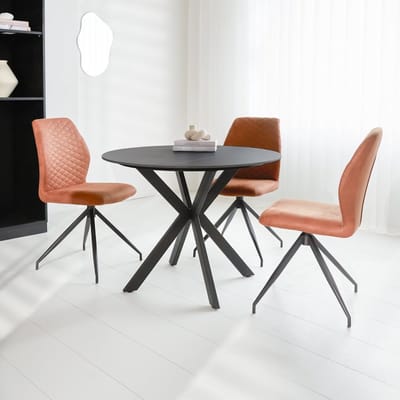 Dimehouse Eettafel Yuna marmerlook zwart 150 x 150 x 76 cm - Marmer - Modern - Rond