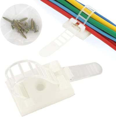 Famanu – Verstelbare zelfklevende kabelclips - 25 x 18 mm - kabelbevestiging - kabelbinders - zelfklevend - kabelmanagement voor thuis en op kantoor - kabelwandbevestiging - wit