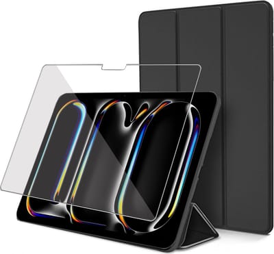 Geschikt voor iPad Pro 11 inch (M4) 2024 - Hoesje + Screenprotector – Gehard Glas Cover + Shock Proof Case - Zwart