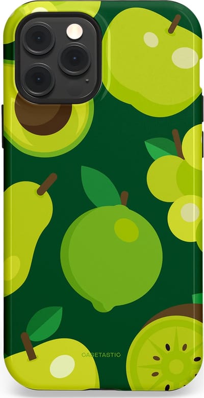 Casetastic Hoesje Geschikt voor Apple iPhone 12/12 Pro Magsafe - Stijlvolle Beschermende Duo-layer Case - Peren Appel Groen