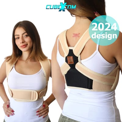 CUBEXCOM® Rugbrace Postuur Corrector, Houding Rug Corrector, Houdings Correctie, Rugband, Comfortabele Ondersteuning Voor Wervelkolom Schouder En Rug, Rugsteun Voor Een Betere Lichaamshouding Voor Dames En Heren, Maat S,M,L