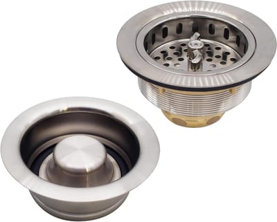 Keukenmand Zeef - Gootsteen Zeef - Voorkom Verstoppingen - Grote Vleugelmoer Stijl - 3-1/2 inch Spoelopening - Satijn Nikkel