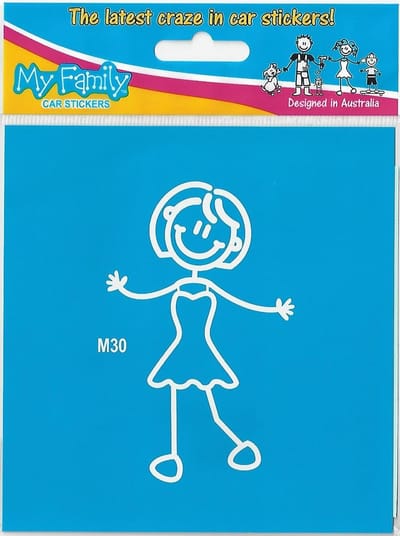 Moeder jurk - autosticker - wit - 10 cm hoog