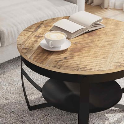 vidaXL - Salontafel - Ø - 68x43 - cm - ruw - mangohout