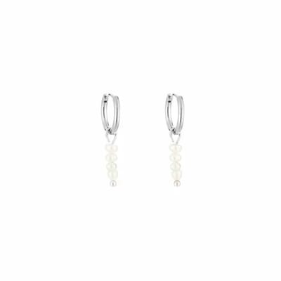 Bijoutheek Oorhangers drie kleine parel Zilver