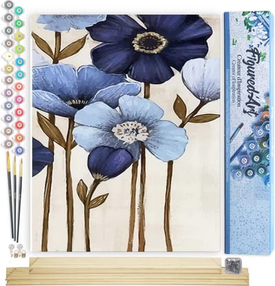 Figured'Art Schilderen op Nummer Volwassenen canvas Orchidee - Handwerk acrylverf Kit DIY Compleet - 40x50cm met DIY houten lijst