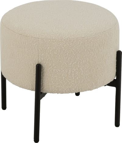 J-Line kruk Bouclé - hout - wit/zwart