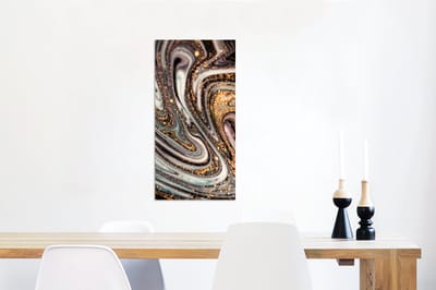 Wanddecoratie Metaal - Aluminium Schilderij Industrieel - Marmerlook - Goud - Glitter - Luxe - Marmer - Wit - 40x80 cm - Dibond - Foto op aluminium - Industriële muurdecoratie - Voor de woonkamer/slaapkamer