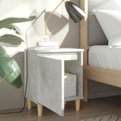 vidaXL - Nachtkastje - met - massief - houten - poten - 40x30x50 - cm - betongrijs