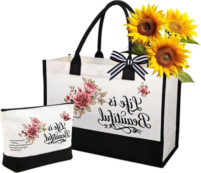 Kleine canvas tas met make-uptas, ideaal als cadeau voor vrouwen, multifunctionele boodschappentas voor verjaardag, moeder of zus
