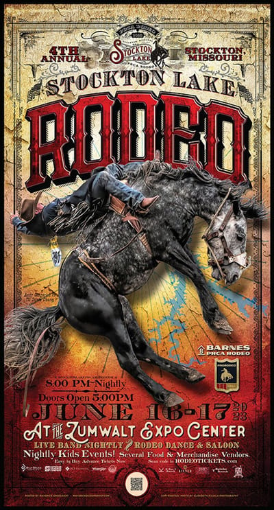 Signs USA - wandbord - dibond - Rodeo Promotie - 35 x 65 cm - Stockton-Red