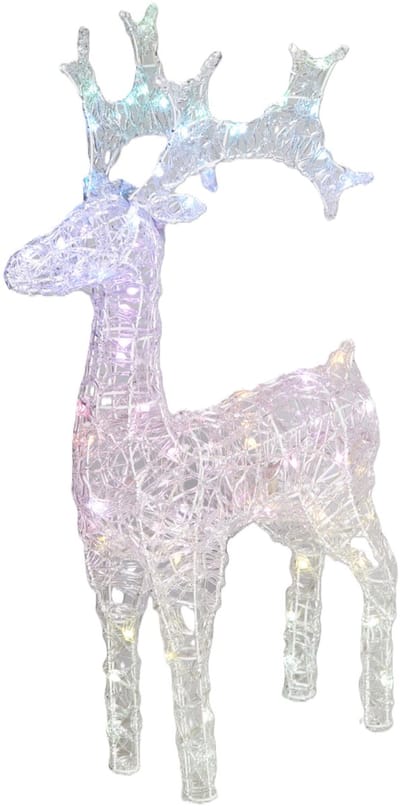 Kerstverlichting figuur - rendier - 80 leds - regenboog kleuren - 45 x 16 x 75 cm - verlichte figuren