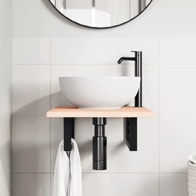 vidaXL - Badkamer - wandschap - staal - en - massief - eikenhout