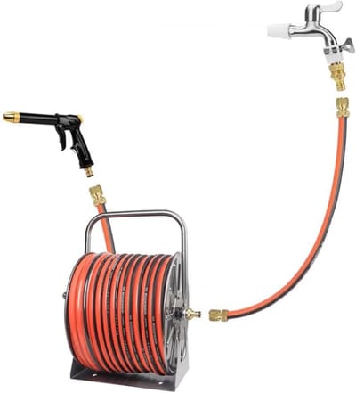 Slangwagen - Slanghouder Wagen - Tuin Besproeien - Stabiele Driehoekstructuur - 31 x 36 cm - Oranje