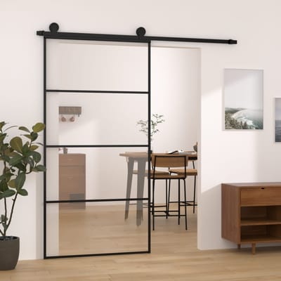 vidaXL - Schuifdeur - met - beslag - 102,5x205 - cm - ESG-glas - en - aluminium