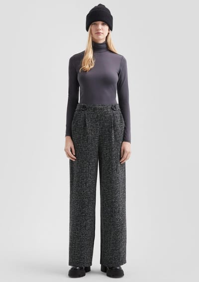Vrouwelijke losse interlock jersey broek met plooien QS