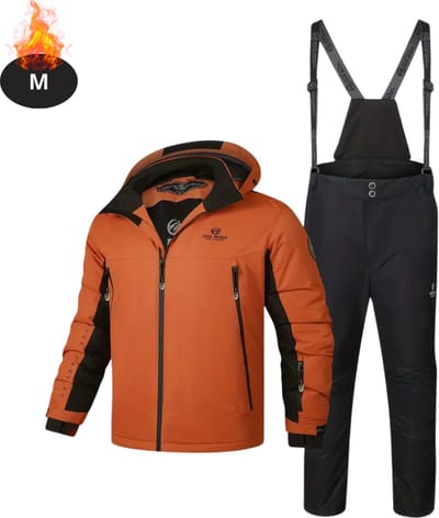 Livano Skipak - SkiBroek - Skijas - Ski Suit - Wintersport - Heren - 2-Delig - Oranje - Maat M