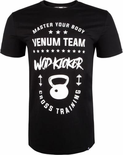 Venum T Shirts Wod Kicker Zwart Wit Venum Fitness Kleding - L