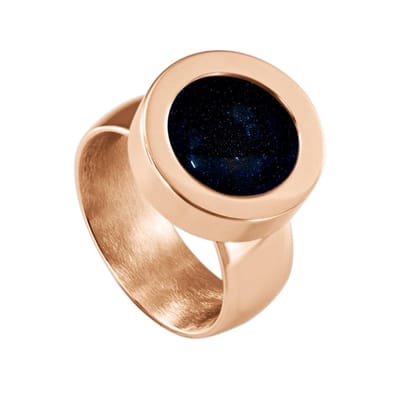 Quiges RVS Schroefsysteem Ring Rosékleurig Glans 16mm met Verwisselbare Zandsteen Blauw 12mm Mini Munt