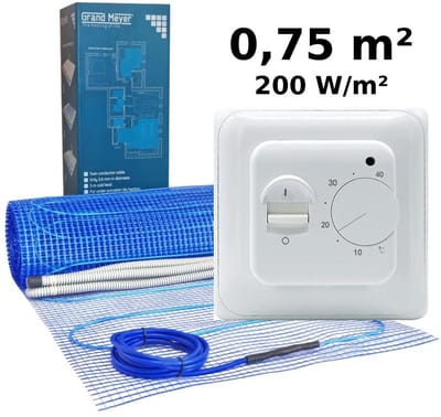 Elektrische vloerverwarmingsset 0,75 m², 200 W/m² + MST-1 thermostaat