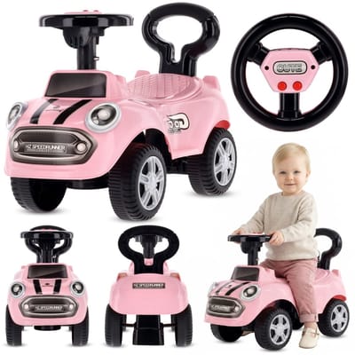 sun baby Loopauto vanaf 1 jaar, auto voor babys, indoor kinderauto met geluiden, grote kunststof wielen, Kantelbeveiliging, beperkt draaivermogen - Roze