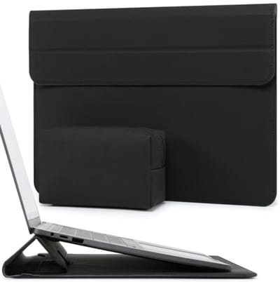 13,3-14 Inch Laptophoes Tas met Standaard Functie voor MacBook Pro 14, MacBook Air 13, Surface Laptop 13,5", HP Spectre x360 13/14, Zwart