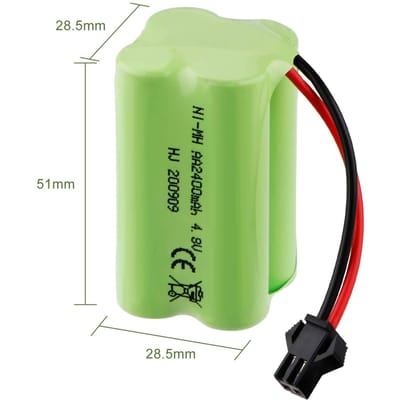 Oplaadbare Ni-MH Batterij 4.8V 2400mAh AA | SM-2P Connector | Voor RC Boot, RC Bus, Drone Radiofly Space Kondor | USB-kabel Inbegrepen | Groen groen