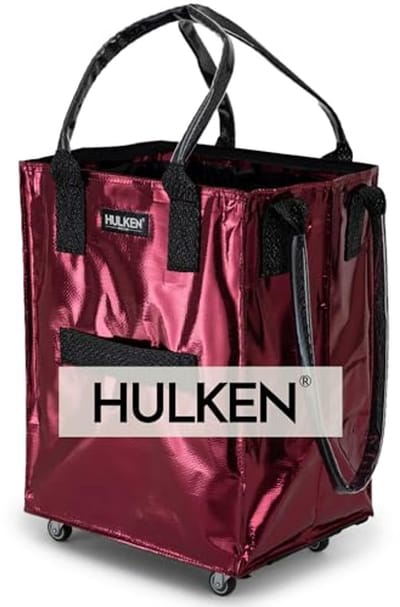Opvouwbare Medium Rode Boodschappentas met Wielen - Duurzaam en Waterbestendig - Lichtgewicht en Herbruikbaar - Perfect voor 65 lbs