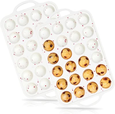 24-Vaks Mini Siliconen Muffinbakvorm met Stevig Metalen Frame - Antiaanbak & BPA-vrij