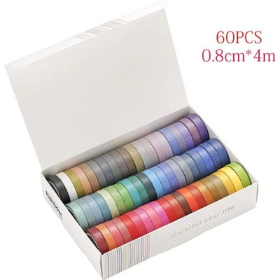 60 stuks/set effen basiskleur washi tape regenboog afplakband dagboek plakboek decoratieve plakband sticker cadeau briefpapier